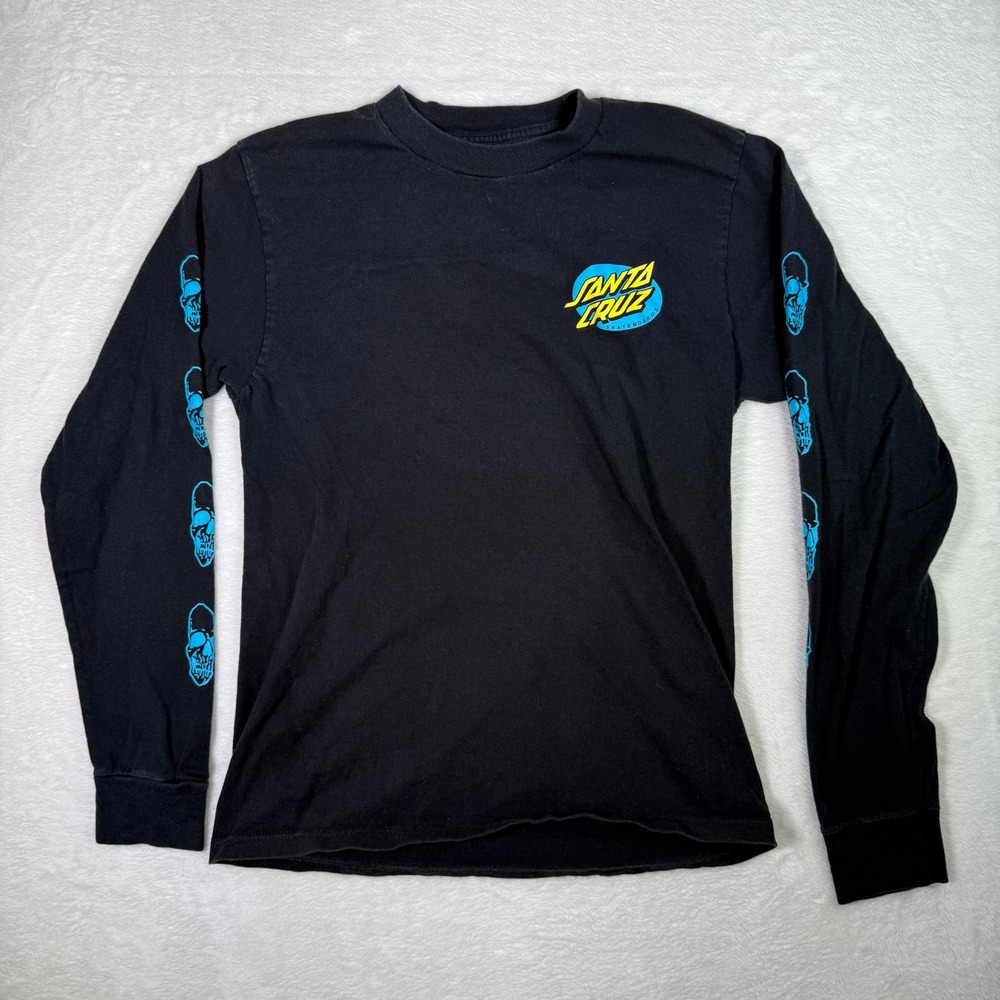 Santa Cruz Skateboards Long Sleeve T Shirt Black Screaming Hand Skull Graphic S‎